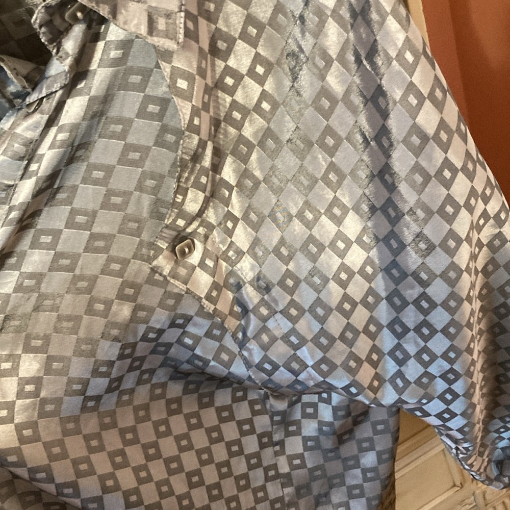 Vintage Silver Checkered Blouse - image 3